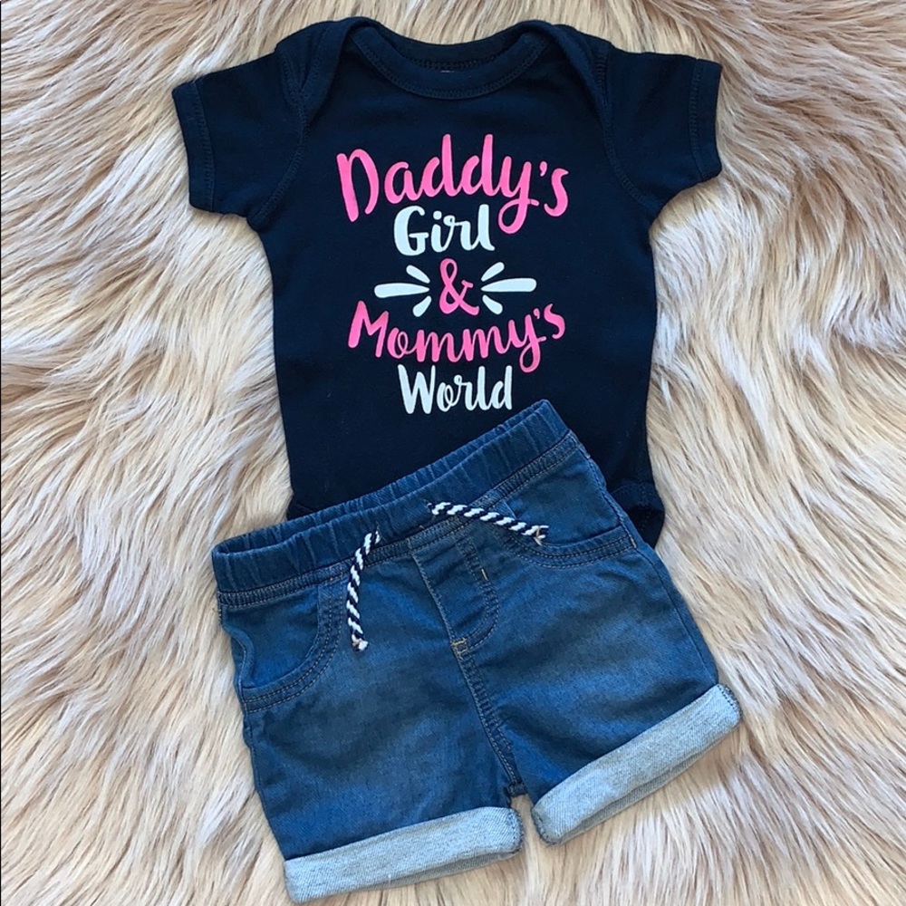💗Cat & Jack Shorts with Cute Onesie💗